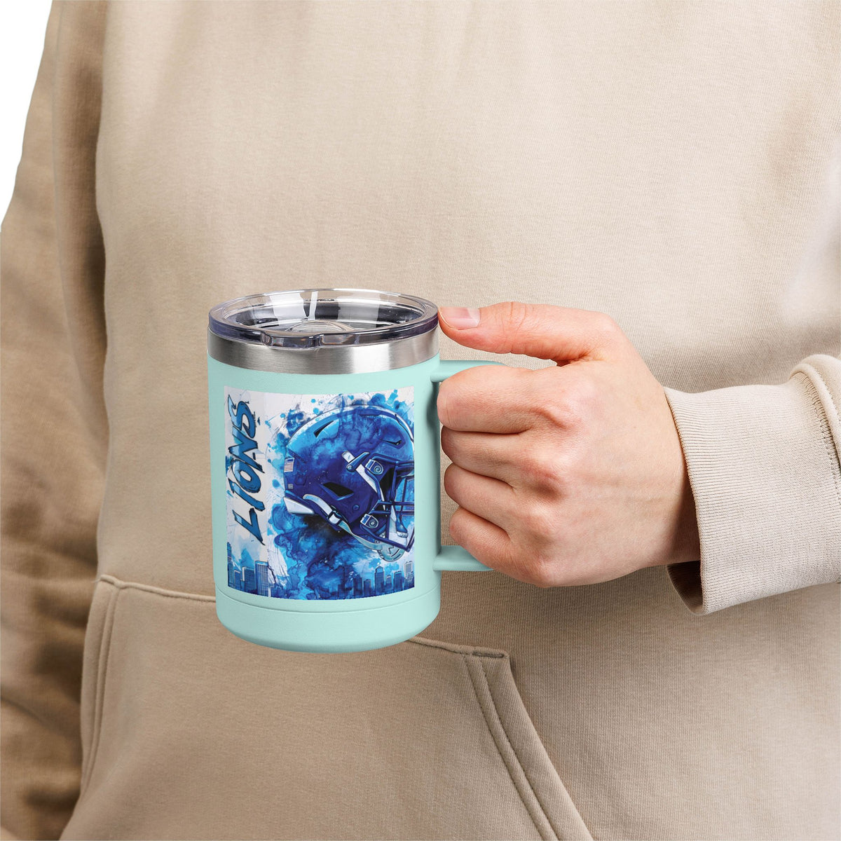 Blue Football Helmet Lions mug | 15oz Tumbler