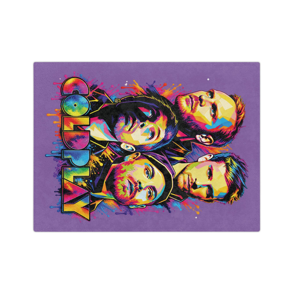 Coldplay band portrait Velveteen blanket | colorful pop art music throw