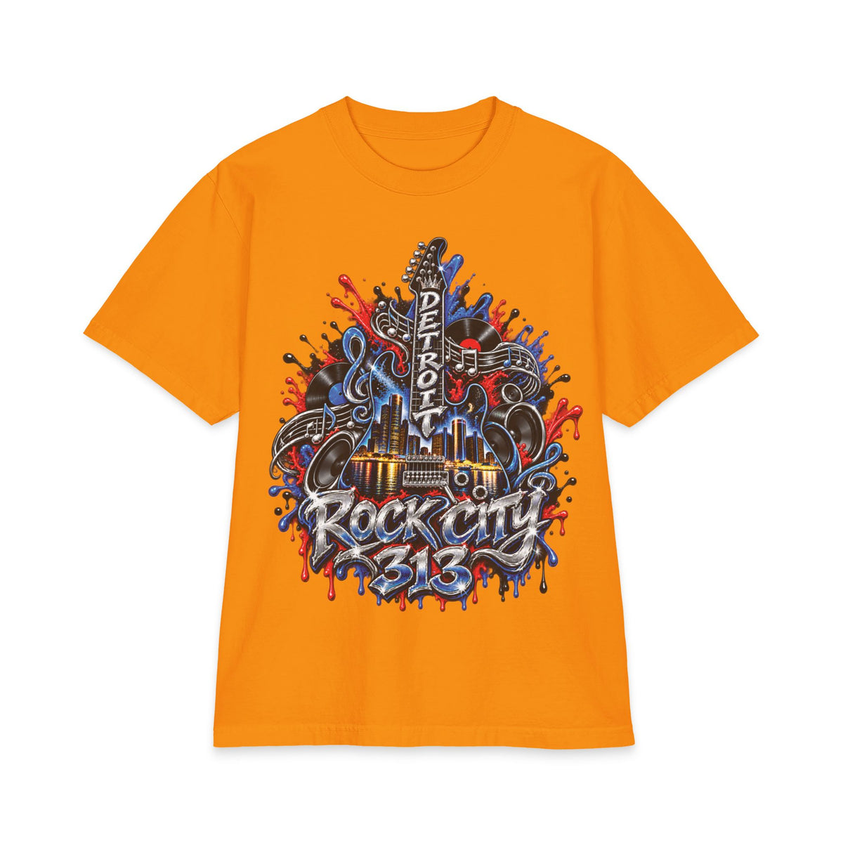 Detroit Rock City guitar truck graphic T-Shirt | 313 motor city music design