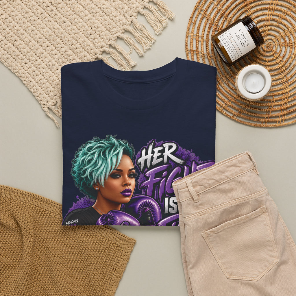 Her Fight Is My Fight Lupus Awareness T-Shirt | Boxing Woman, Purple Ribbon