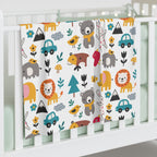 Cute Animal Pattern Baby Swaddle Blanket | Nursery Safari Elephant Lion Bunny