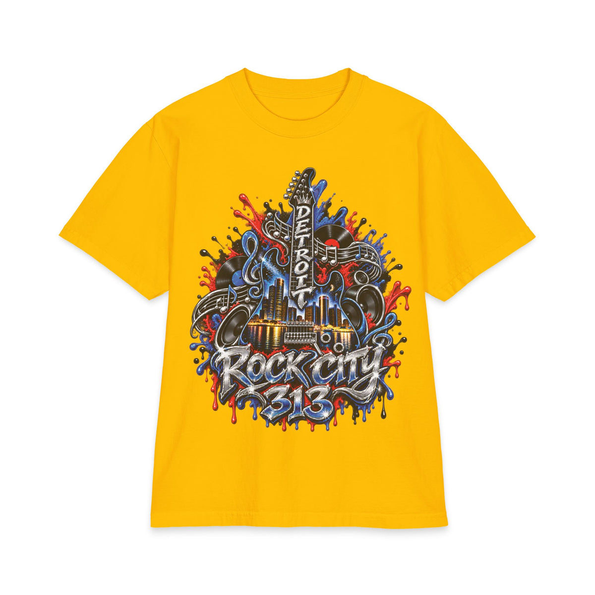 Detroit Rock City guitar truck graphic T-Shirt | 313 motor city music design