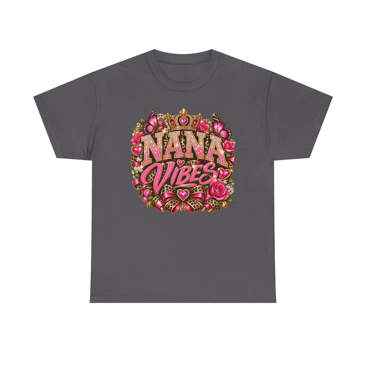 Nana Vibes T-Shirt | Floral Pink Heart Graphic Tee