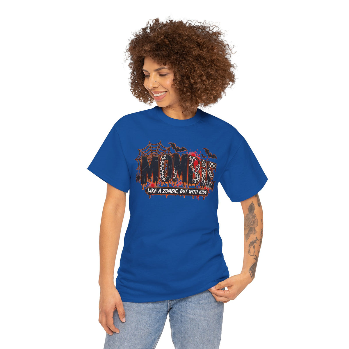 Mombie Mom T-Shirt | Halloween mom tee, spooky bats and cobwebs