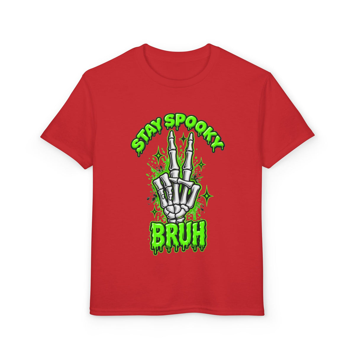 Stay Spooky Bruh T-Shirt | Skeleton Hand Halloween Graphic