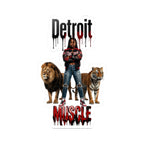 Detroit Muscle sticker | lion and tiger streetwear design, kiss-cut