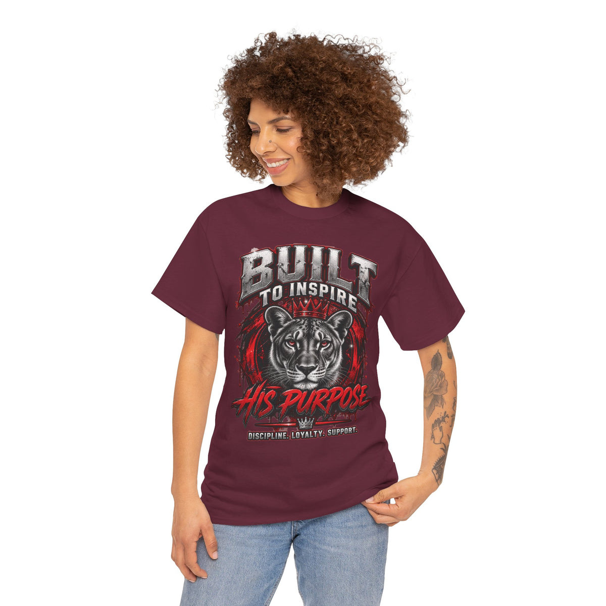 Built to Inspire His Purpose Couples Tiger Graphic T-Shirt