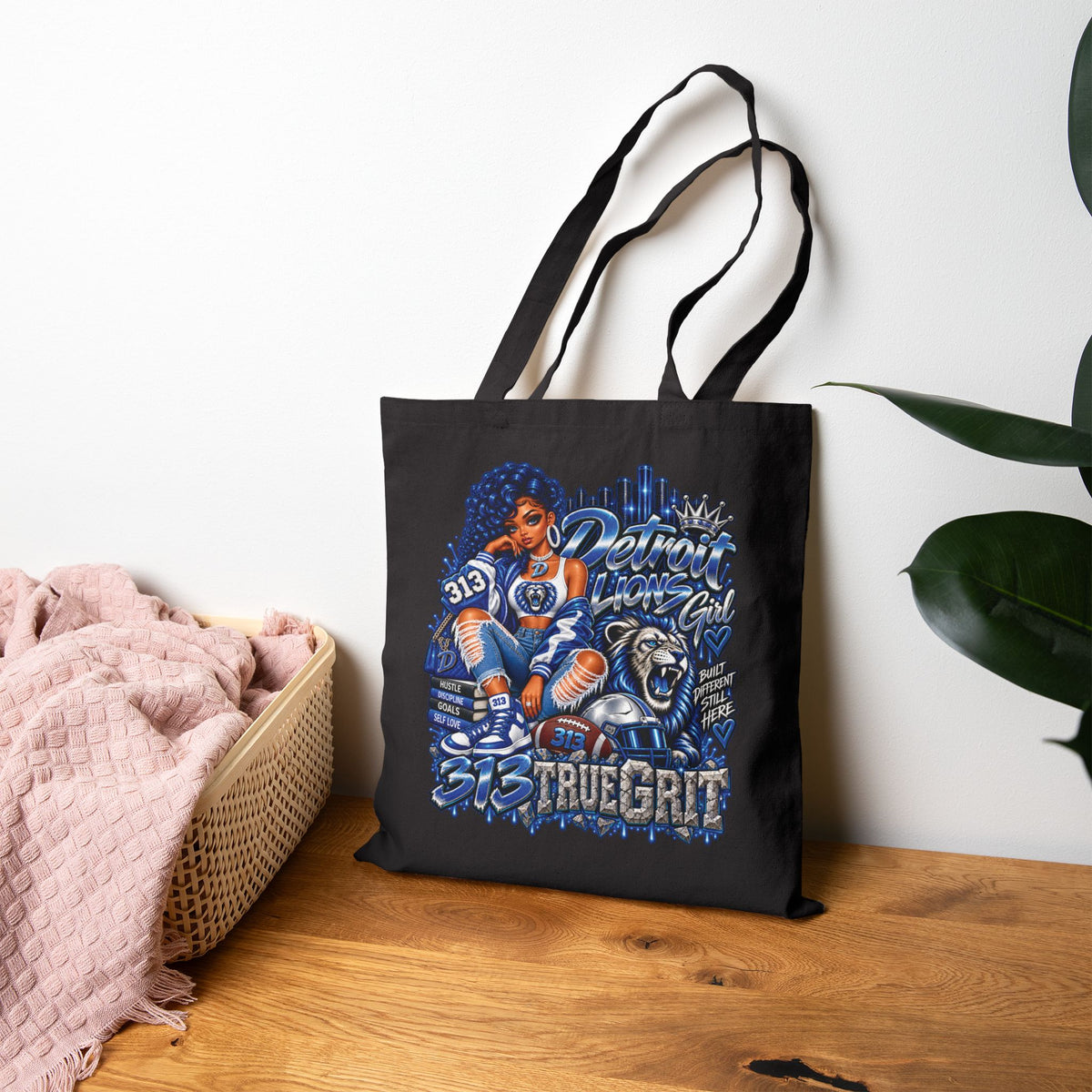 True Grit Detroit Lions Tote Bag | Vintage Baseball Illustration
