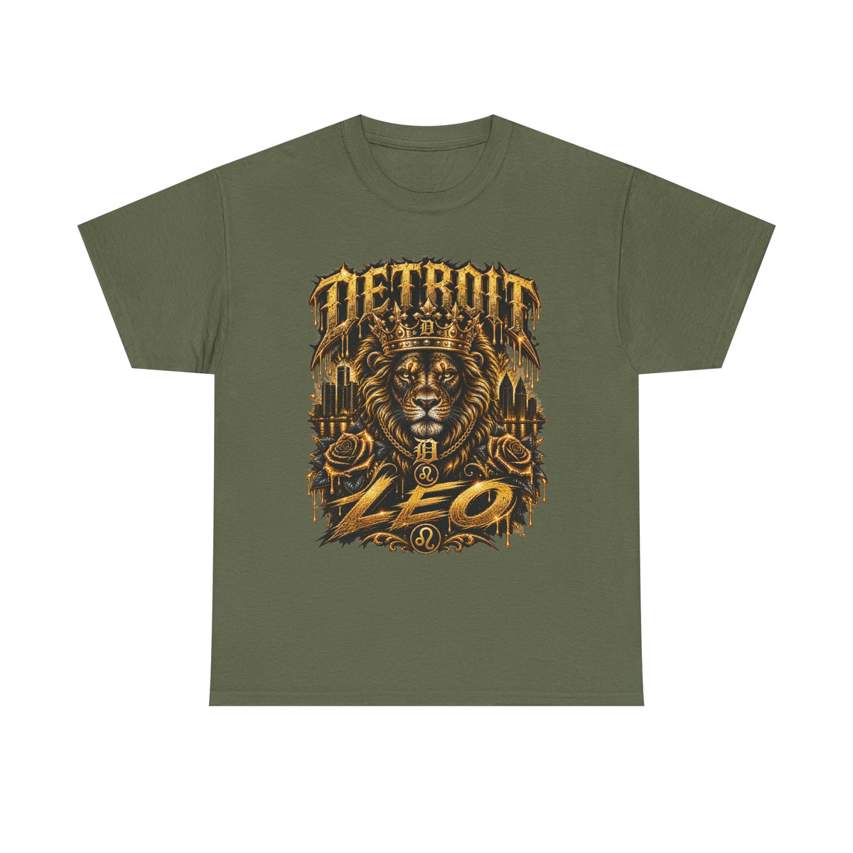 Detroit Lion Leo T-Shirt | Detroit Skyline Lion Graphic Tee