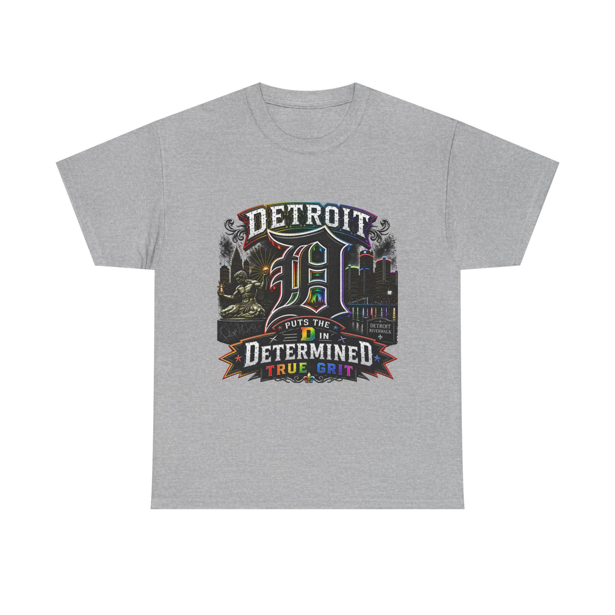 Detroit D Skyline Determined True Grit T-Shirt | City Pride Tee