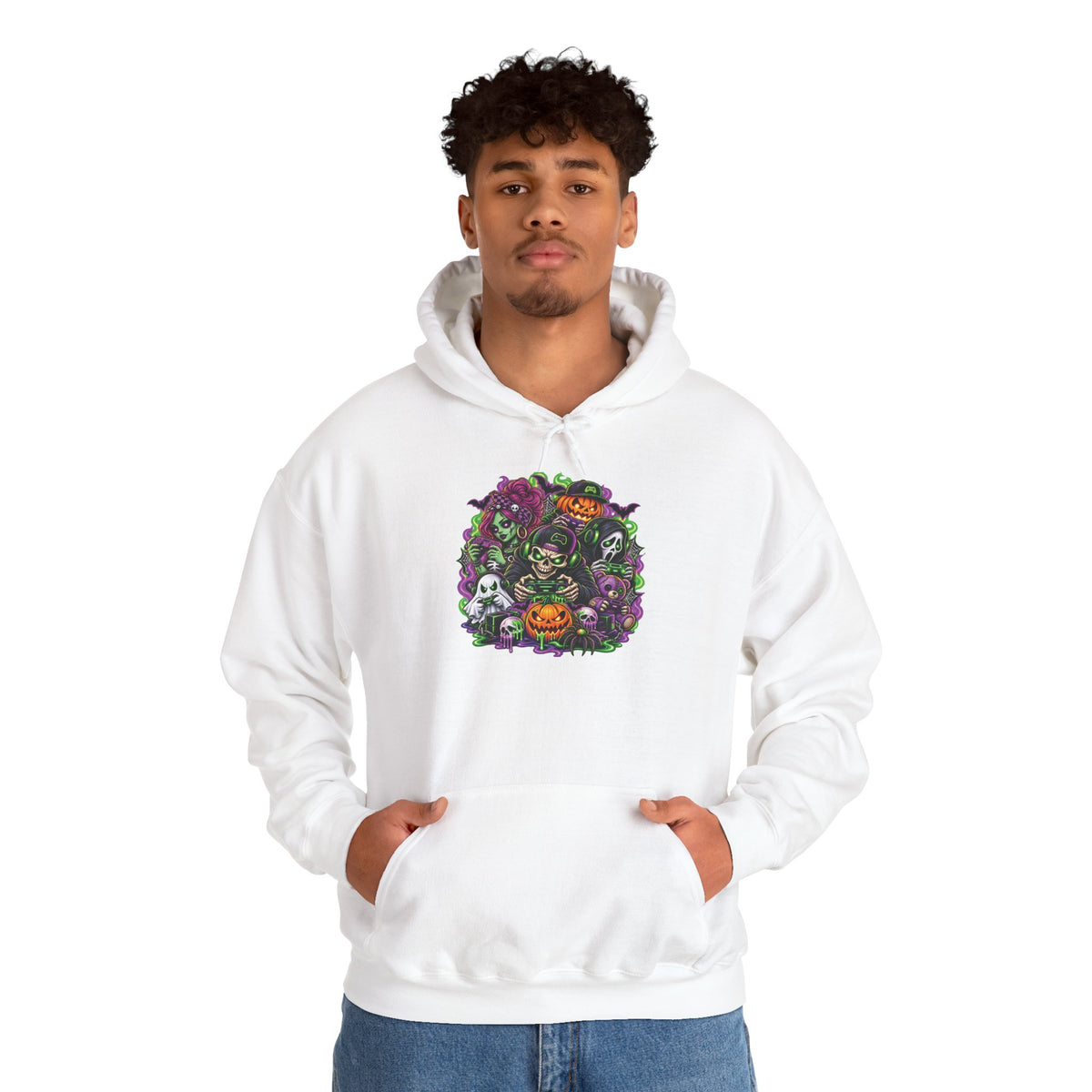 Spooky Halloween Skull Pumpkin Floral Hoodie | Haunted Garden Sweatshirt