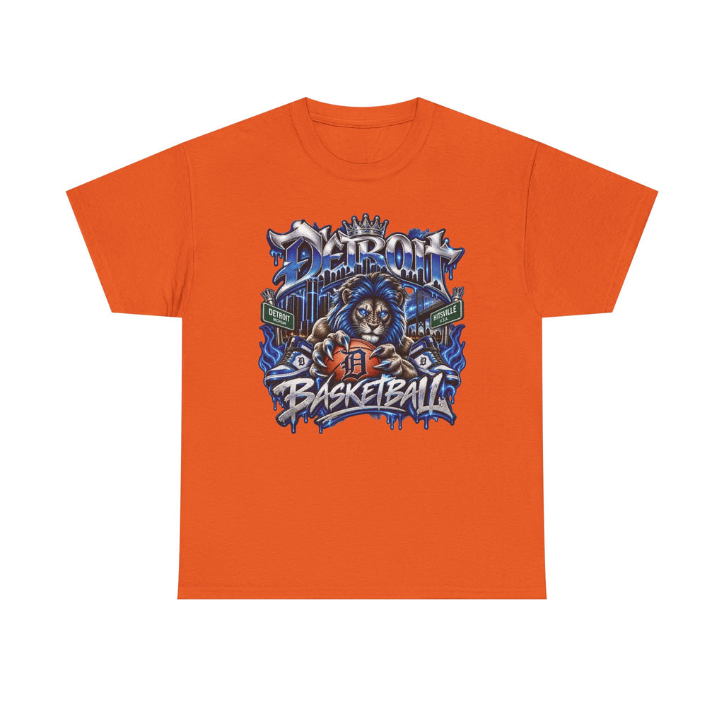 Detroit Basketball Lion Graphic Tee | Motor City D Old English Logo