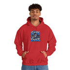 Game Over Skull hoodie | Gaming Graphic Sweatshirt, Blue Grunge Design