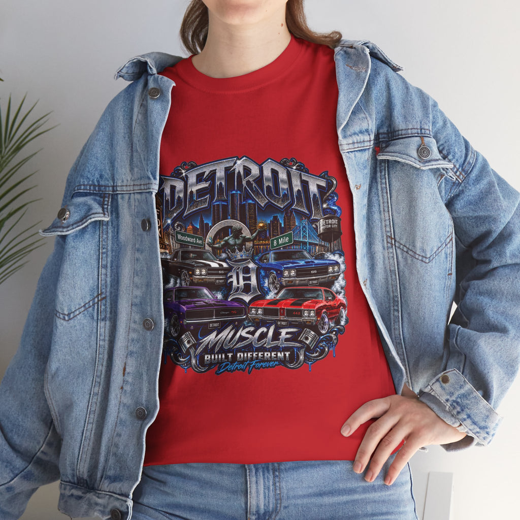 Detroit Muscle Car Tee | Vintage Hot Rod Illustration, Garage Scene