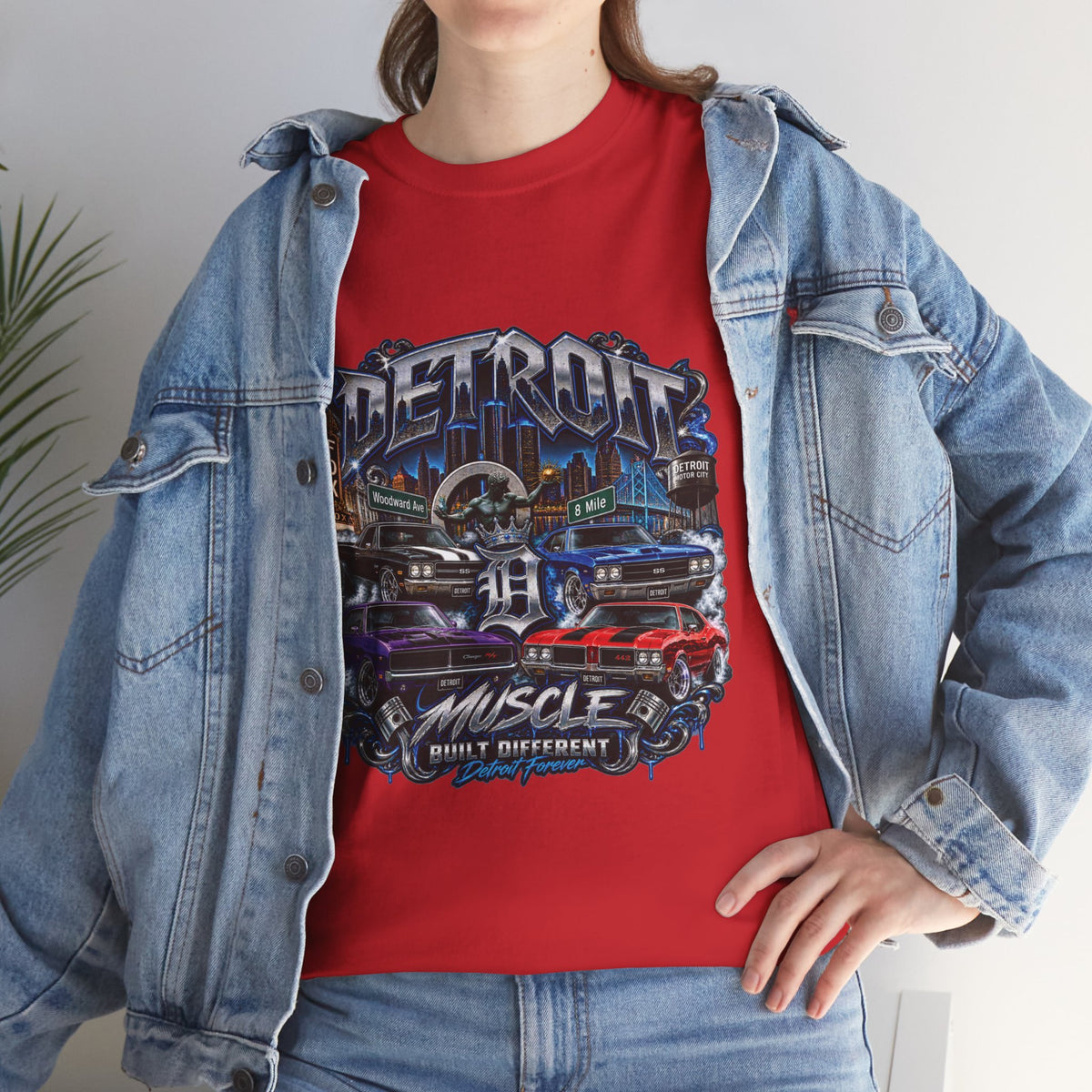 Detroit Muscle Car Tee | Vintage Hot Rod Illustration, Garage Scene