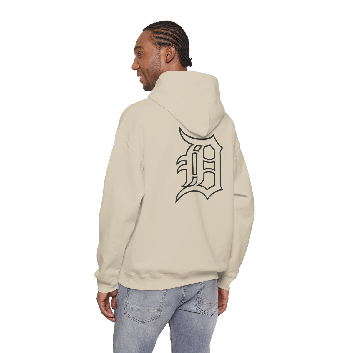 Detroit Basketball Graphic Hoodie | Vintage City Sports Logo, Front Collage Art