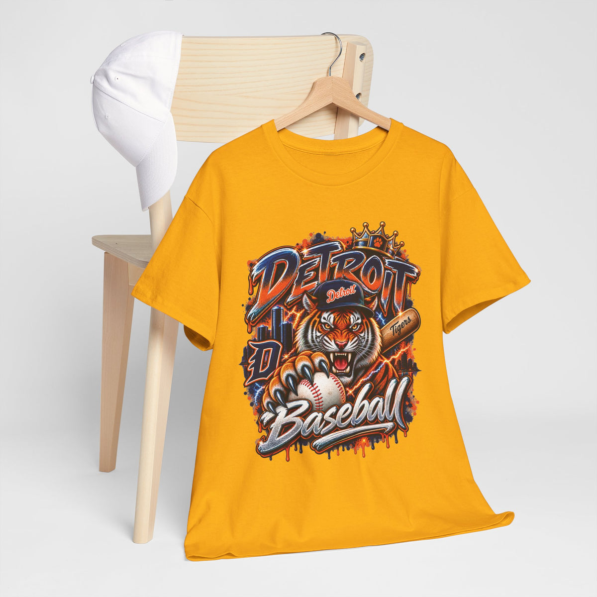 Detroit Tigers Tiger Baseball Tee | Vintage Mascot Detroit Baseball Shirt