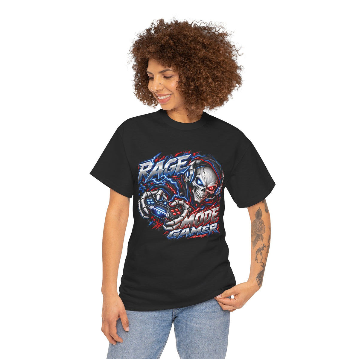 Rage Mode Gamer Skull Graphic T-Shirt