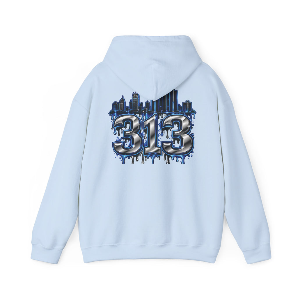 Detroit 313 Drip Skyline Hoodie | Graffiti Letter B Chest Design