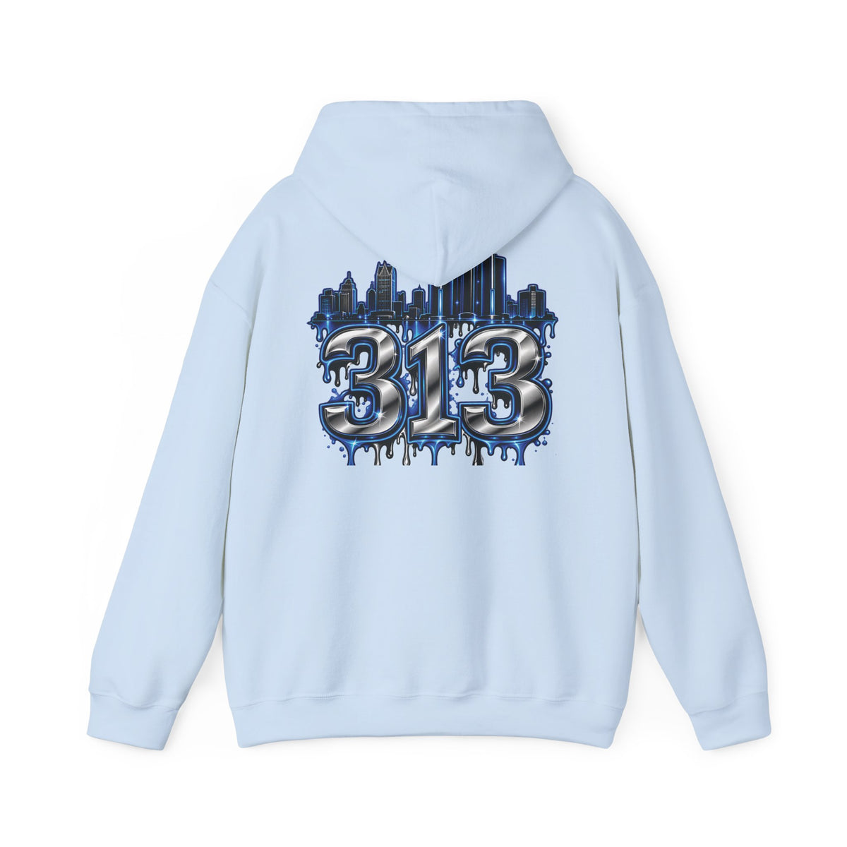 Detroit 313 Drip Skyline Hoodie | Graffiti Letter B Chest Design