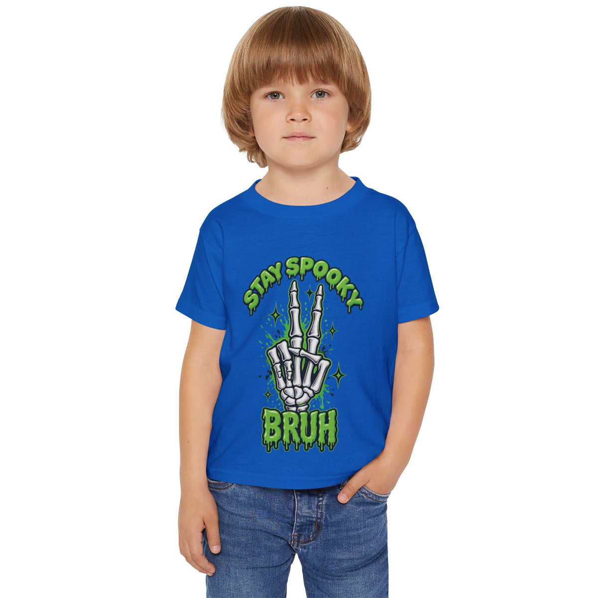Stay Spooky Bruh toddler t-shirt | Skeleton hand graphic, Halloween kids top