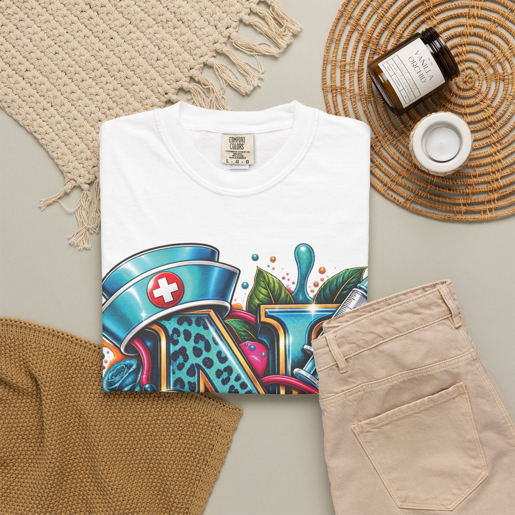 N Nurse Stethoscope Initial T-shirt | Floral Letter N Medical Monogram