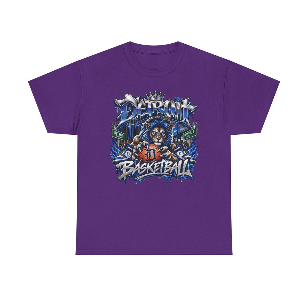 Detroit Basketball Lion Graphic Tee | Motor City D Old English Logo