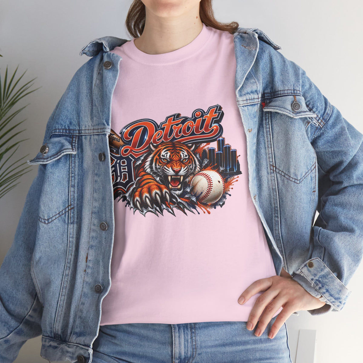 Detroit Tiger Baseball T-Shirt | Detroit skyline, claw marks
