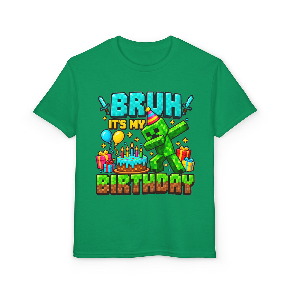Bruh It’s My Birthday Youth T-Shirt – Pixel Gaming Birthday Shirt