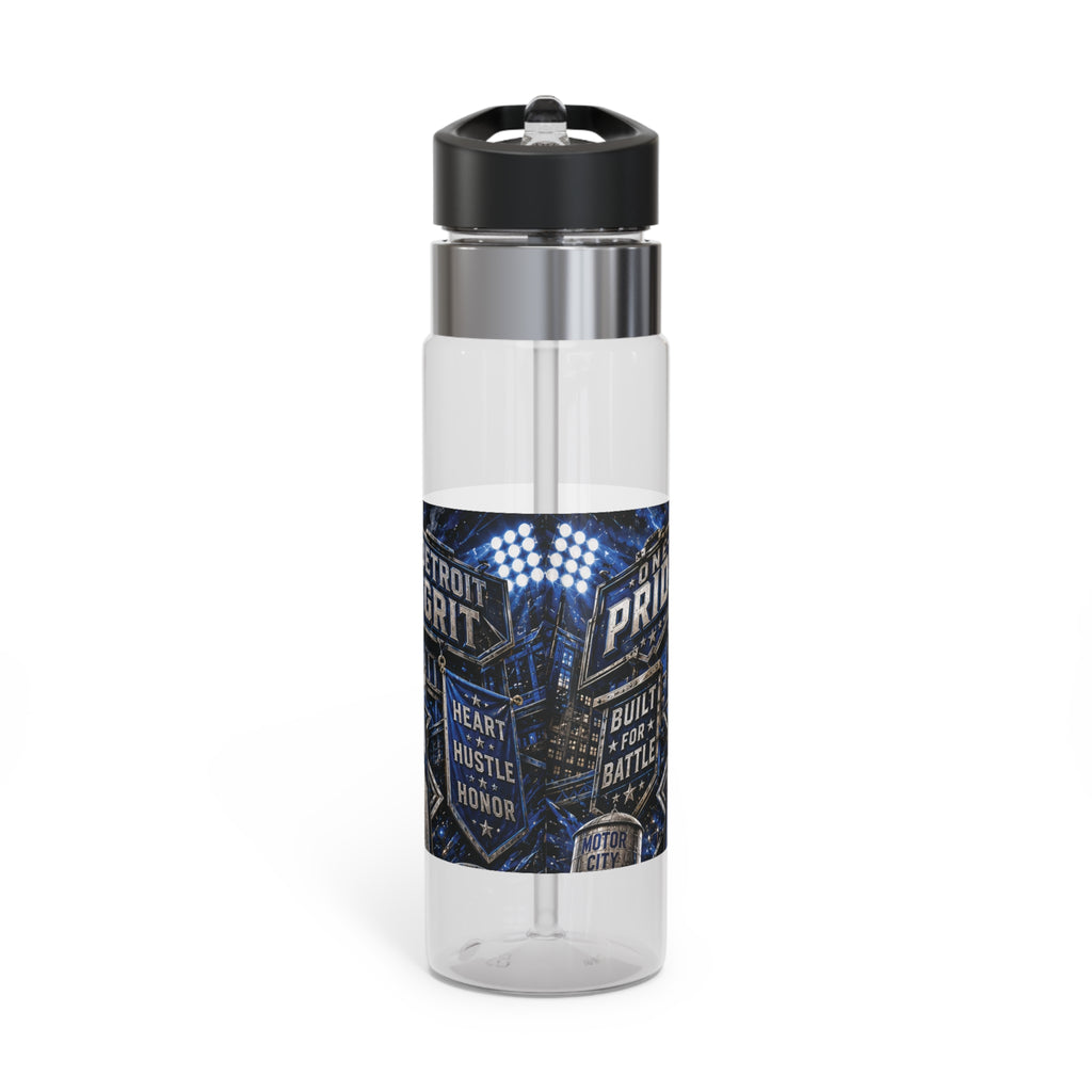 Lion Detroit Pride sport bottle | Clear Tritan water bottle, battle graphic