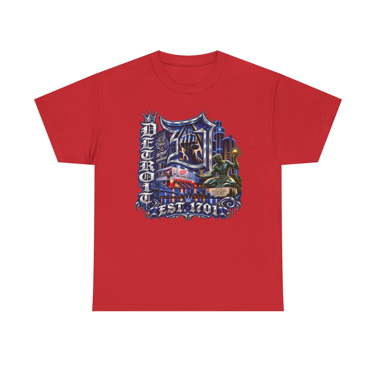 Detroit Skyline Graphic Tee | Motor City Vintage Script, Est. 1701