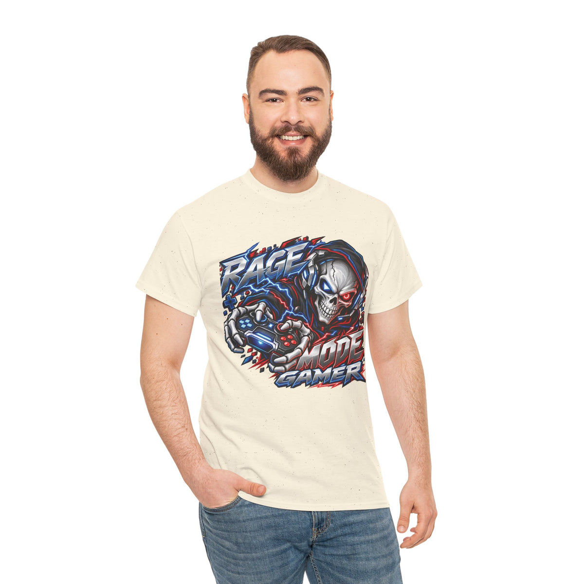 Rage Mode Gamer Skull Graphic T-Shirt