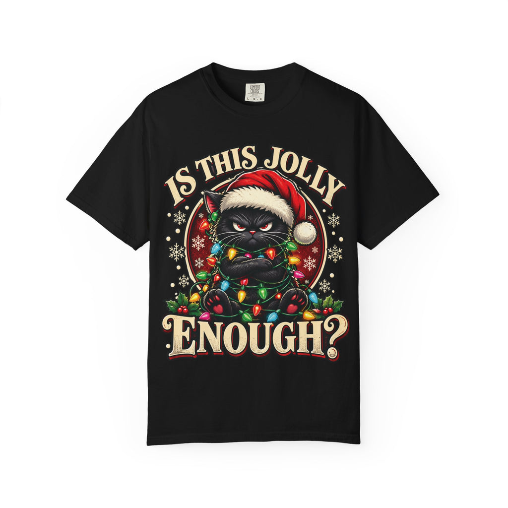 Grumpy Cat in Santa Hat T-Shirt | "Is This Jolly Enough?" Holiday Tee