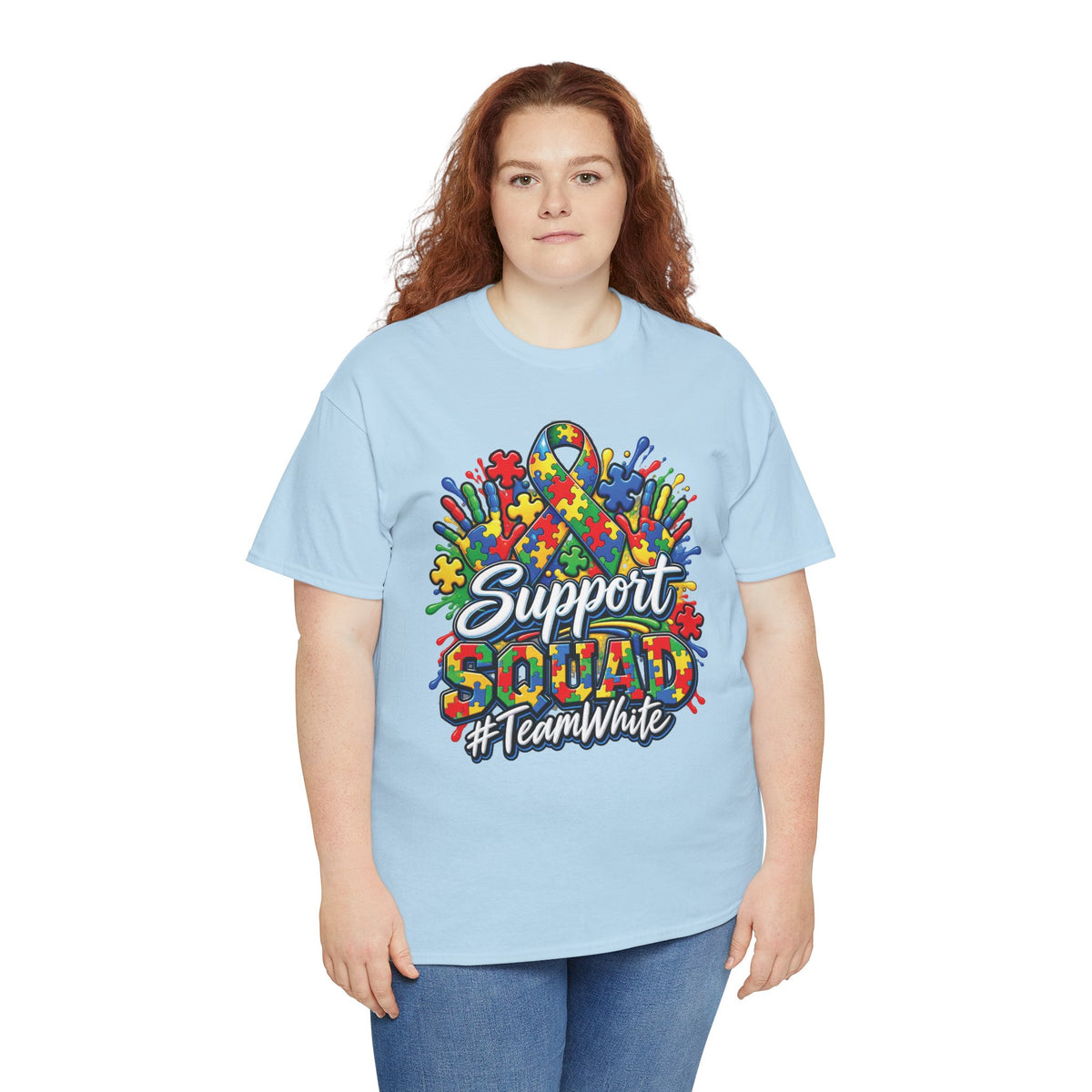 Support Squad T-Shirt | Autism Awareness Ribbon, Puzzle Heart Design