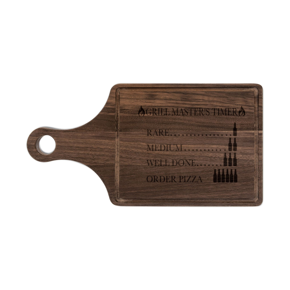 Grill Master Timer Wooden Cutting Board | Engraved Steak Doneness Guide