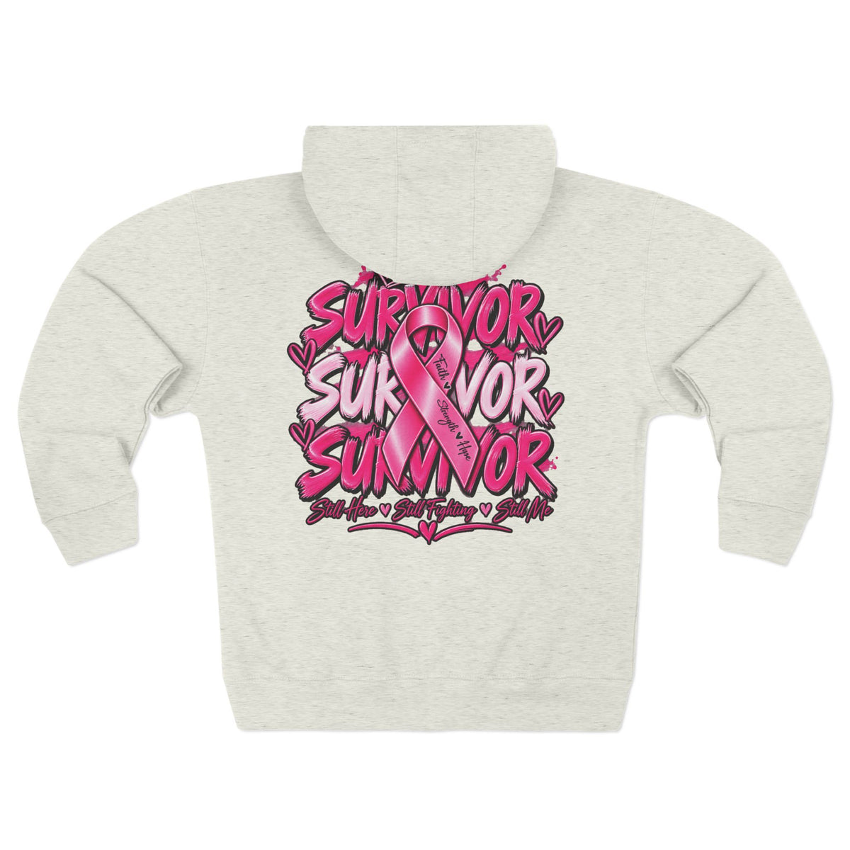 Survivor pink ribbon Hoodie | Breast Cancer Awareness zip sweatshirt