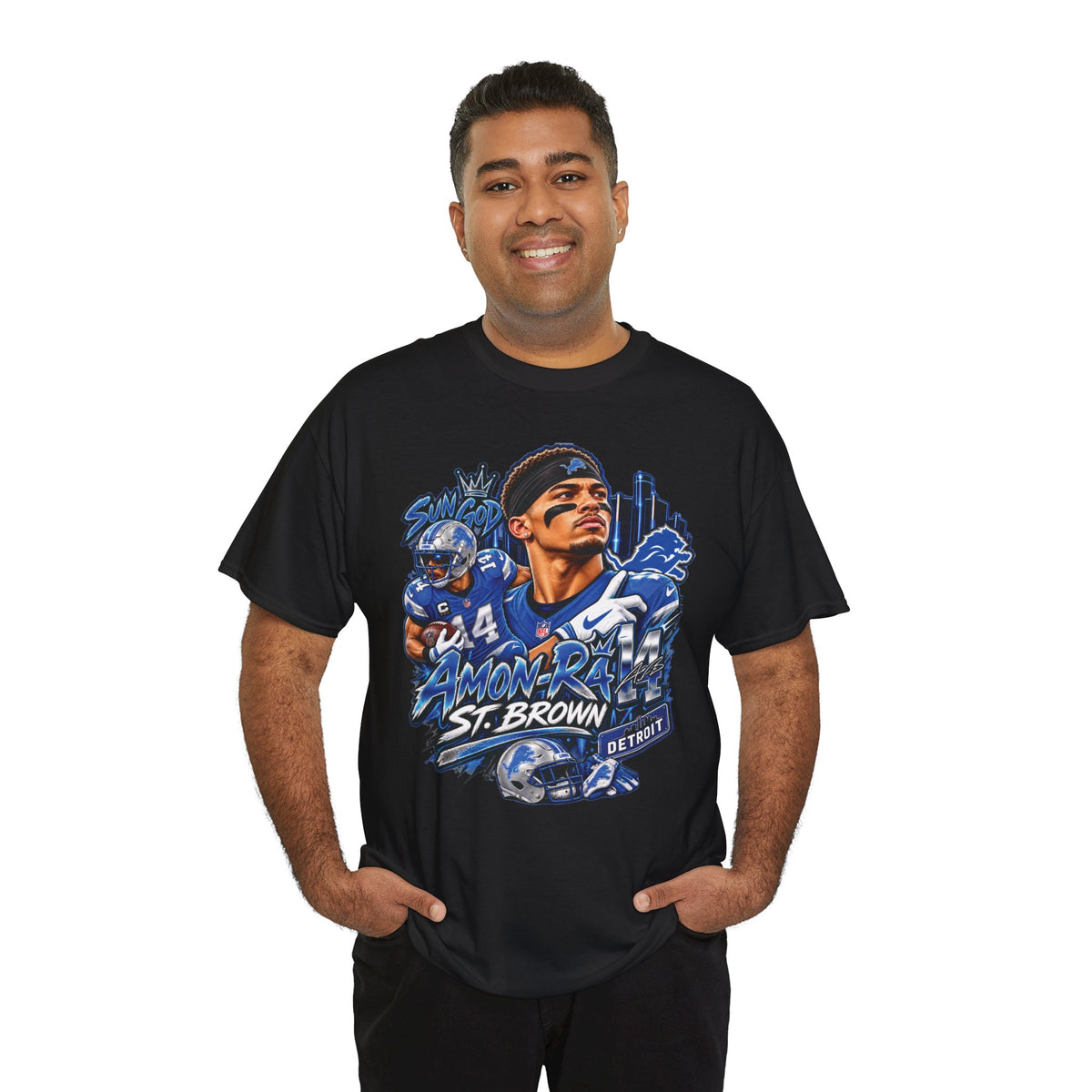 Amon-Ra St. Brown Detroit Football Tee | NFL Lions Player Graphic