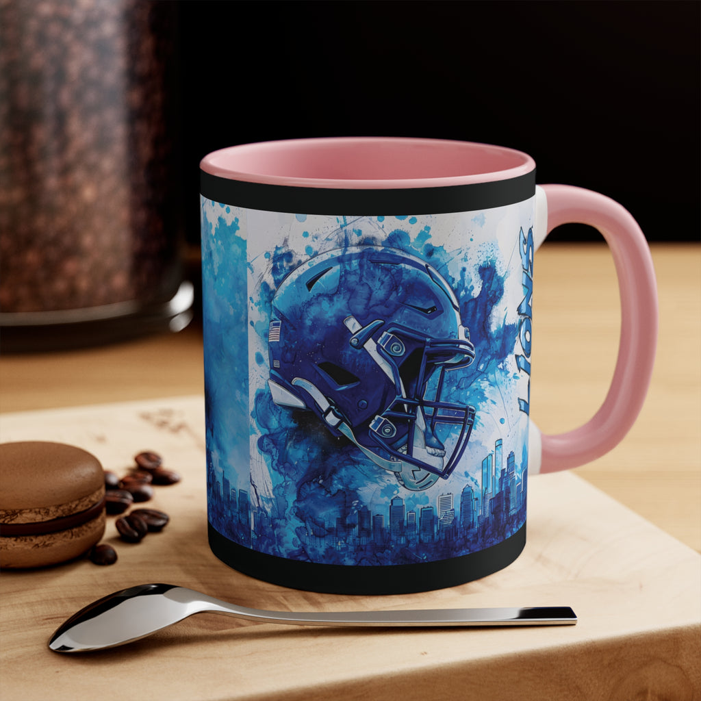 Blue Football Helmet Lions Mug | 11oz Accent Ceramic Mug