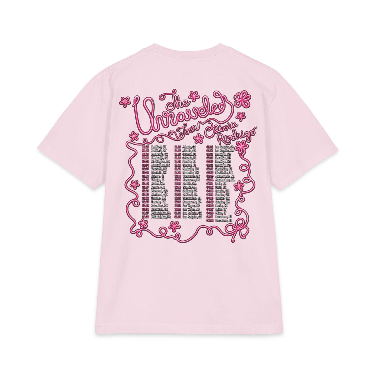 Olivia Rodrigo portrait T-Shirt | tour dates backprint