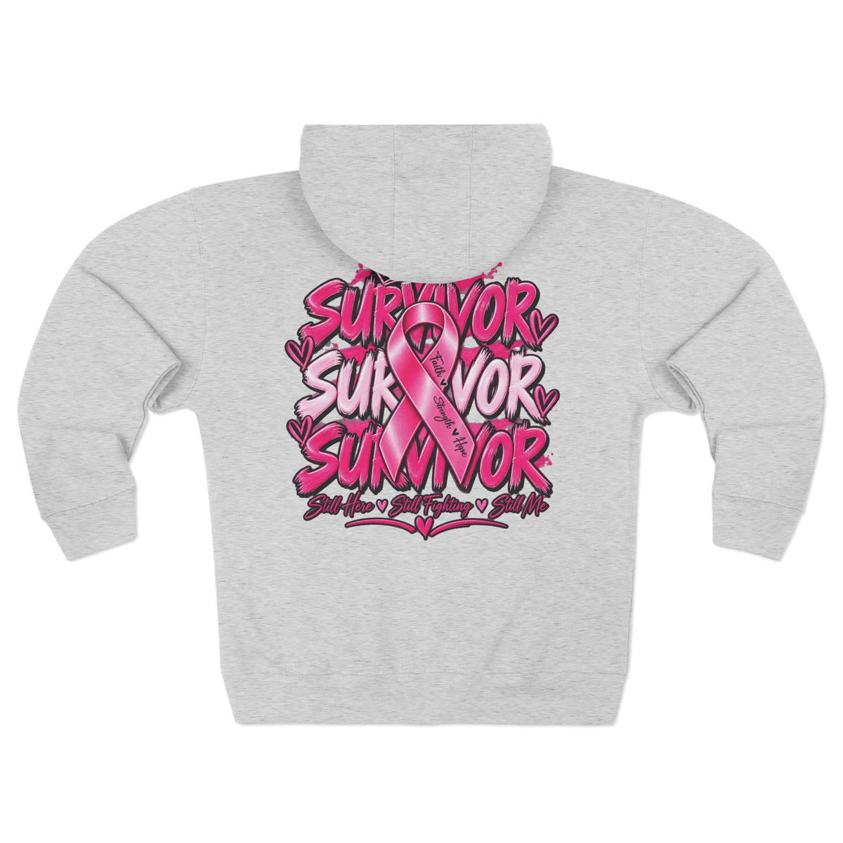 Survivor pink ribbon Hoodie | Breast Cancer Awareness zip sweatshirt