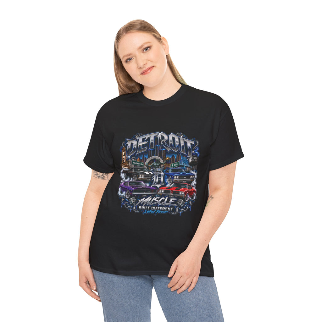 Detroit Muscle Car Tee | Vintage Hot Rod Illustration, Garage Scene