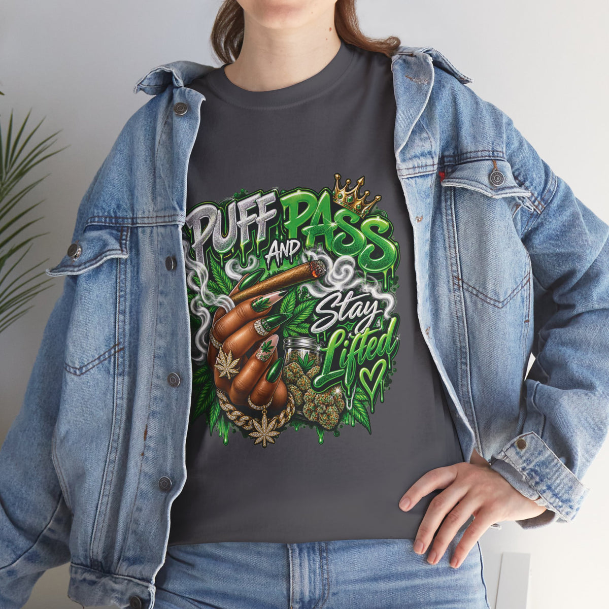 Puff and Pass Stay Lifted T-Shirt | Cannabis Leaf Graphic Tee