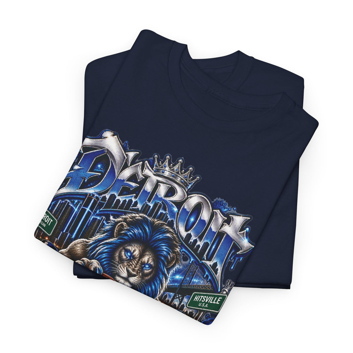 Detroit Basketball Lion Graphic Tee | City Streetball Detroit D Logo