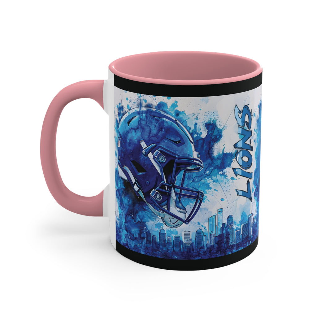 Blue Football Helmet Lions Mug | 11oz Accent Ceramic Mug