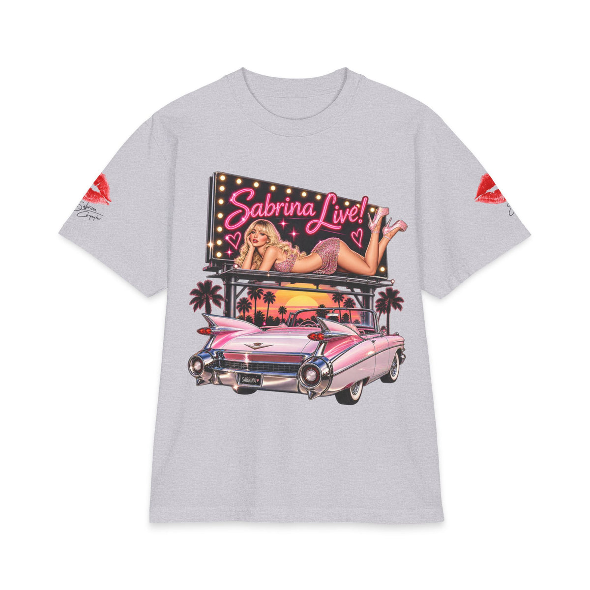 Sabrina Live Pinup Billboard with Pink Cadillac T-Shirt | Retro 1950s