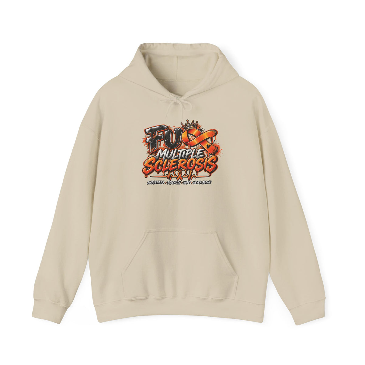 Multiple Sclerosis Awareness Hoodie | Orange Ribbon Warrior Graphic