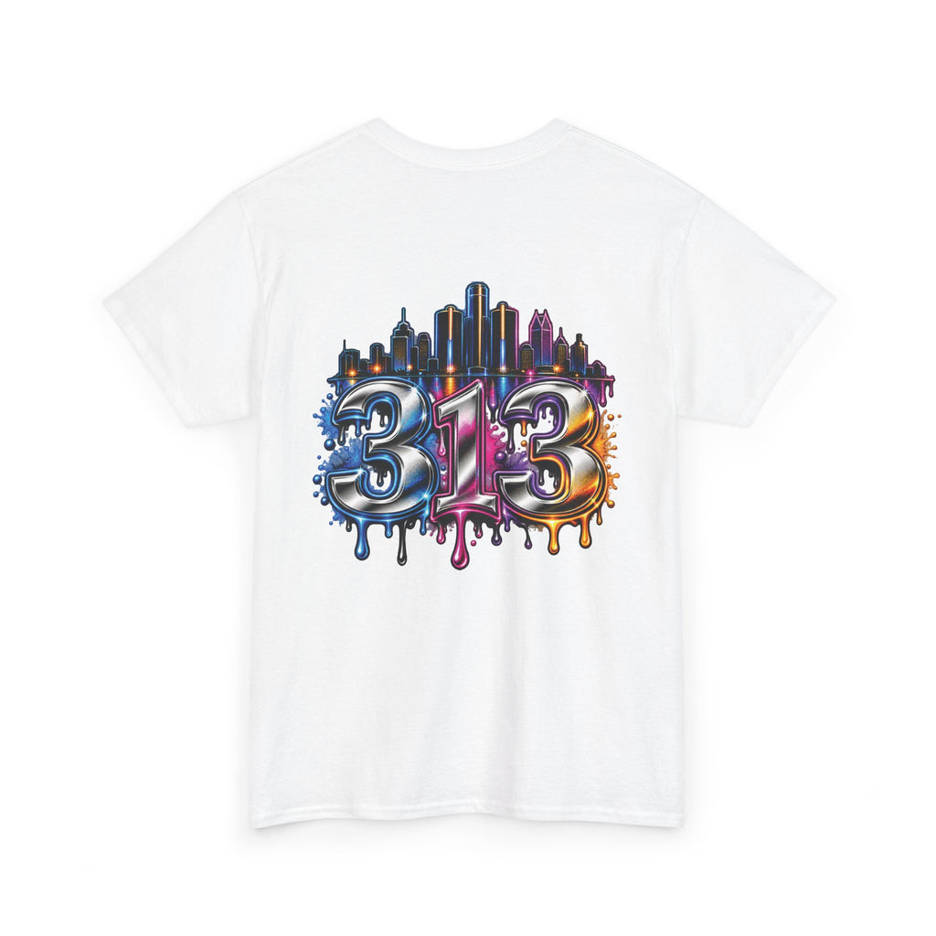 Detroit Script Tee | 313 Drip Skyline T-Shirt