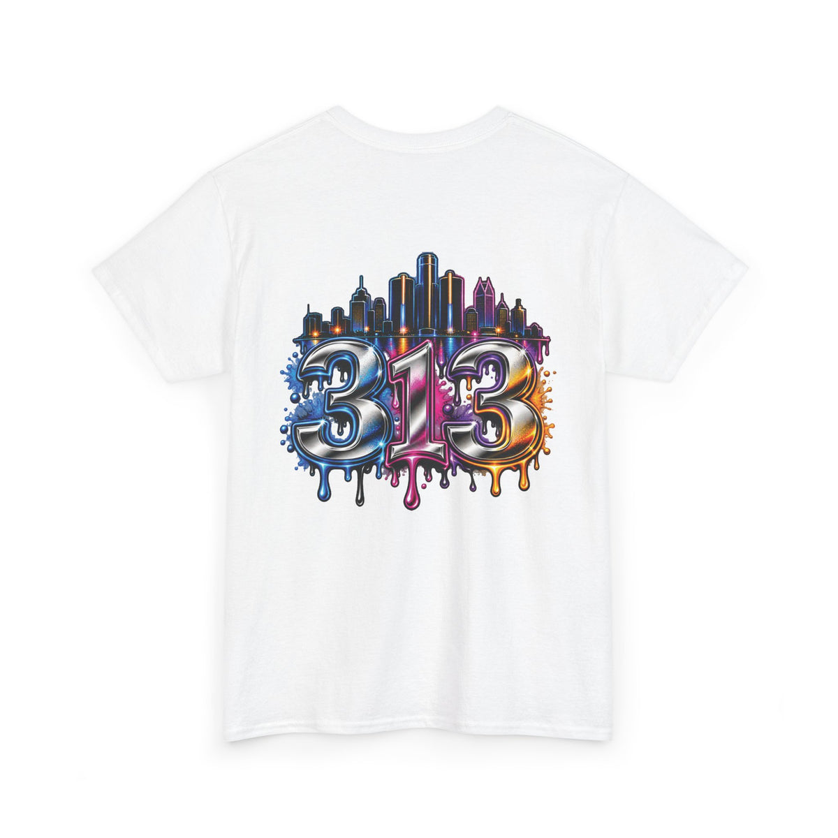 Detroit Script Tee | 313 Drip Skyline T-Shirt