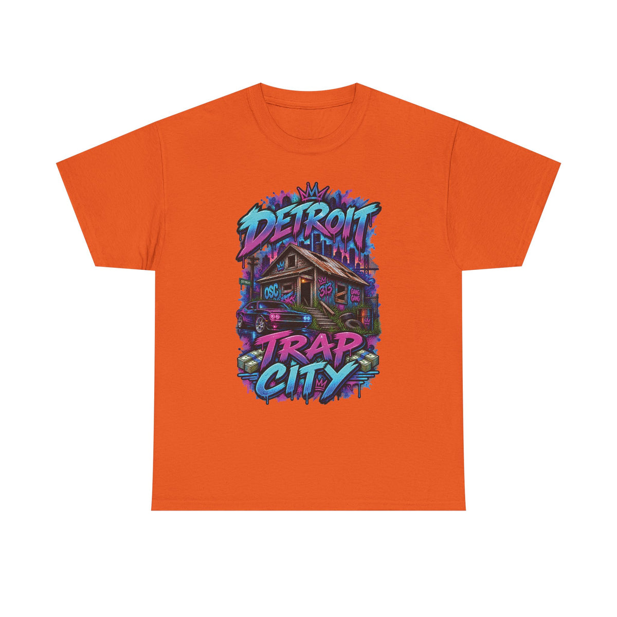Detroit Trap City Tee | Urban Graffiti Streetwear, Neon Hip Hop Design