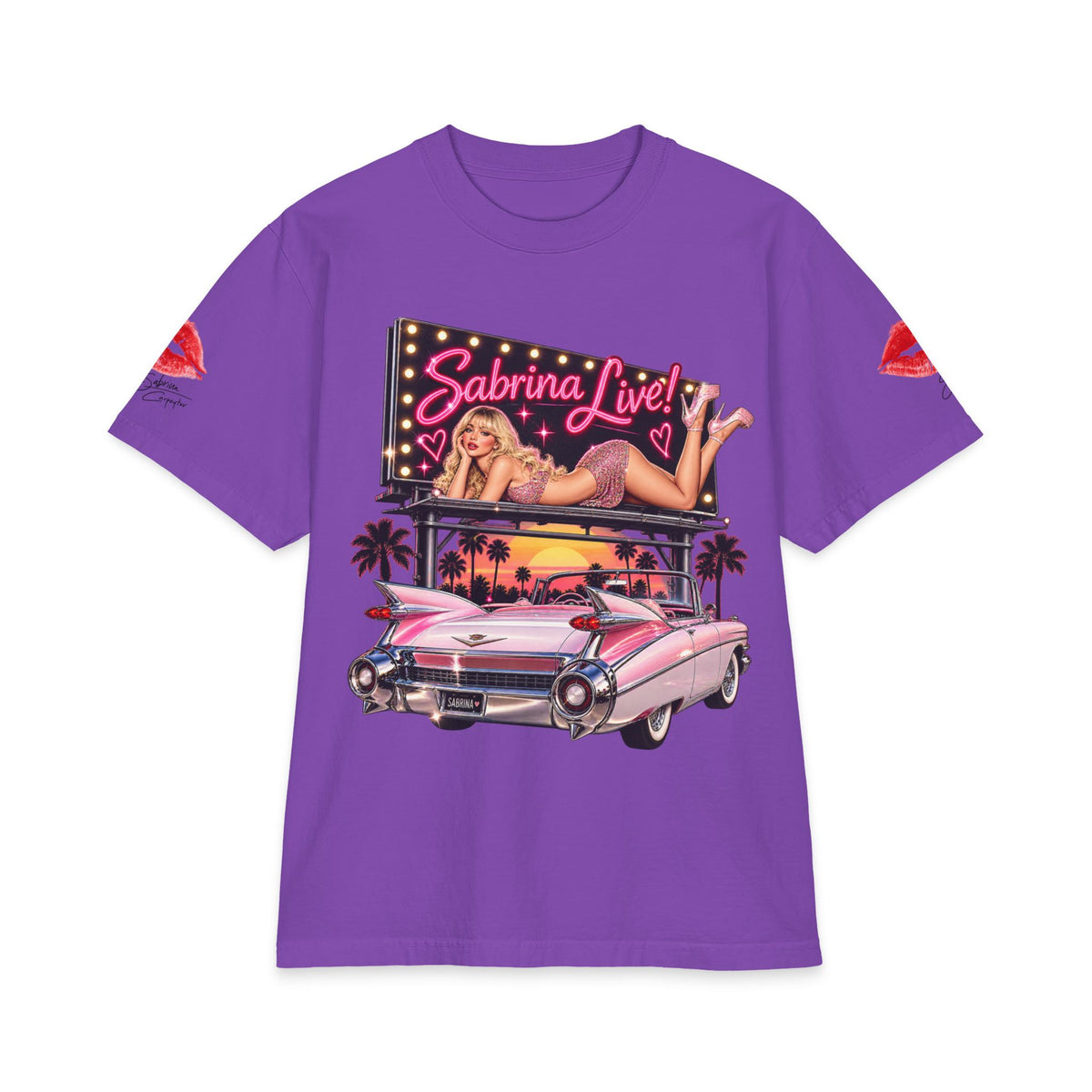 Sabrina Live Pinup Billboard with Pink Cadillac T-Shirt | Retro 1950s